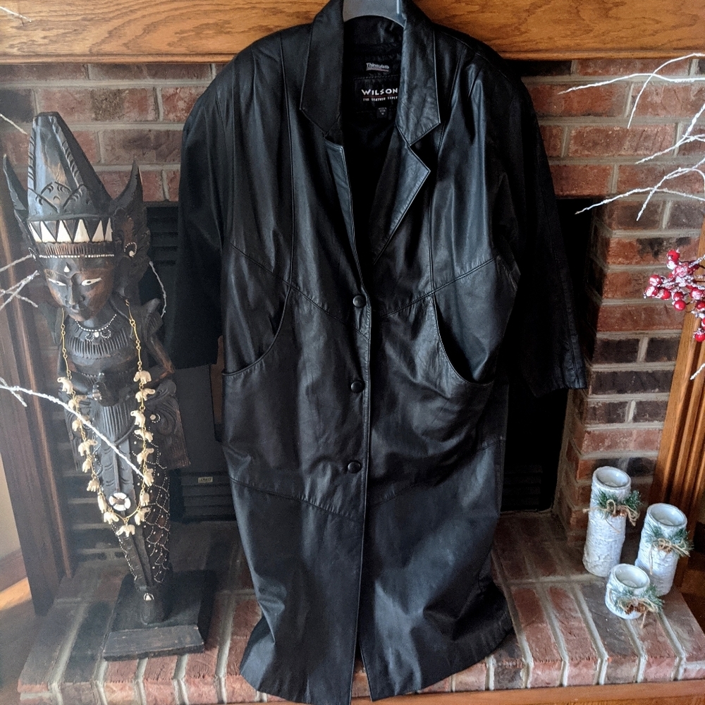 Wilson's brand long genuine leather coat size M